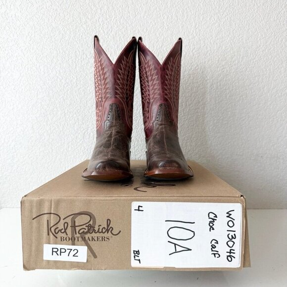 Rod Patrick Womens Cowboy Boots 10A Brown Western Cowgirl Mid Calf Blunt Toe - Picture 12 of 15